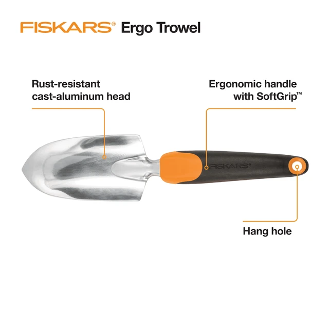 Alt view image 3 of 6 - Fiskars 12.25" Ergo Flower Bed Trowel with Cast Aluminum Head