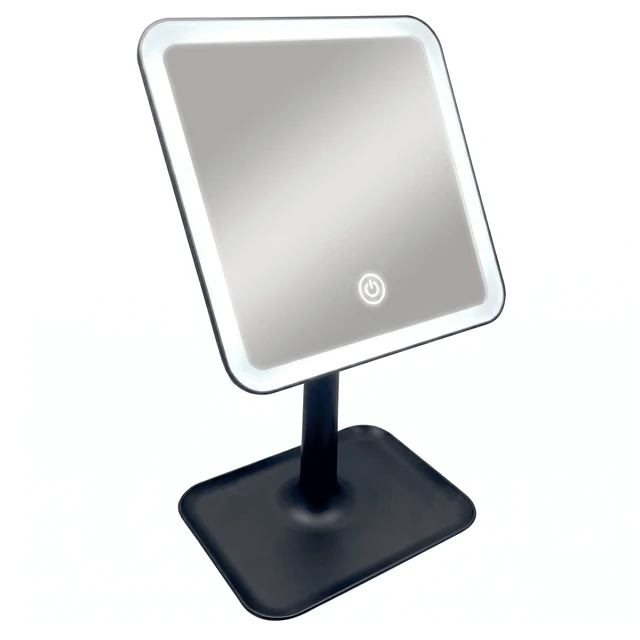Alt view image 6 of 6 - Mainstays LED Lighted Vanity Makeup Mirror, 5X Magnifying, Storage Tray, Rich Black Finish