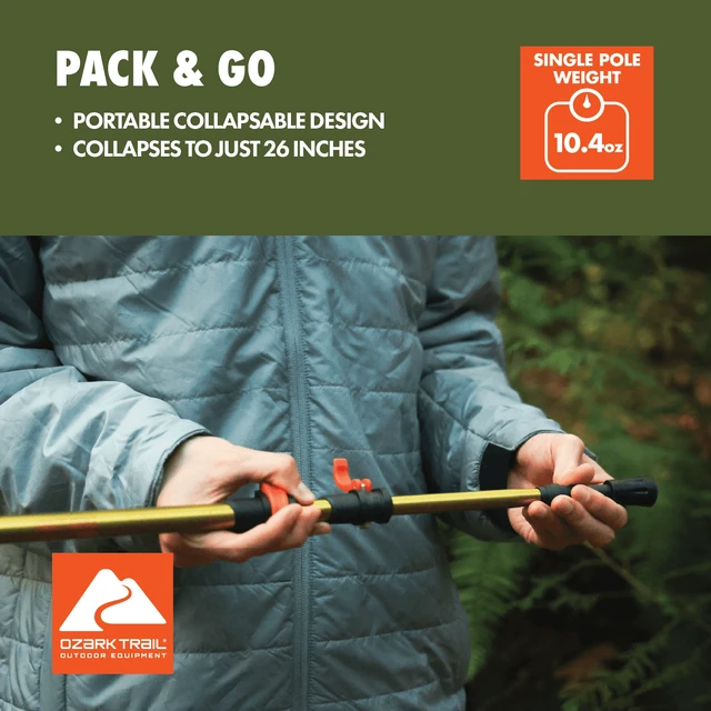 Alt view image 5 of 6 - Ozark Trail Aluminum Quick Lock Adjustable Trekking Pole with EVA Grip