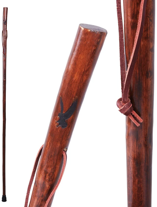 Main image of 55-Inch Rustic Wood Walking Stick with Traditional Style Handle for Men and Women
