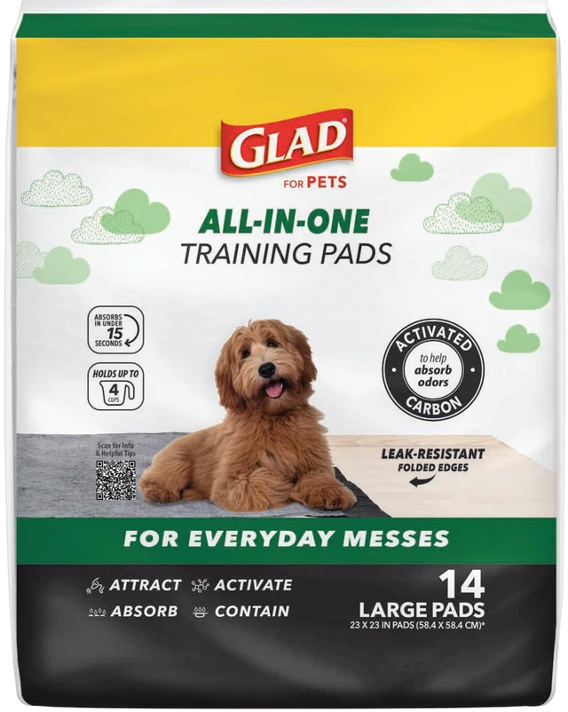 Main image of Glad Activated Charcoal Leak-Resistant Training Pads for Dogs, 23in x 23in, 14 Count