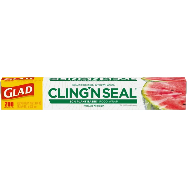 Alt view image 2 of 5 - Glad Cling'N Seal Plant Based Food Wrap, 200 Sq Ft Roll