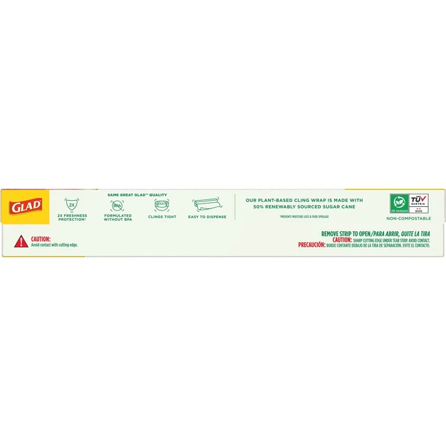 Alt view image 4 of 5 - Glad Cling'N Seal Plant Based Food Wrap, 200 Sq Ft Roll