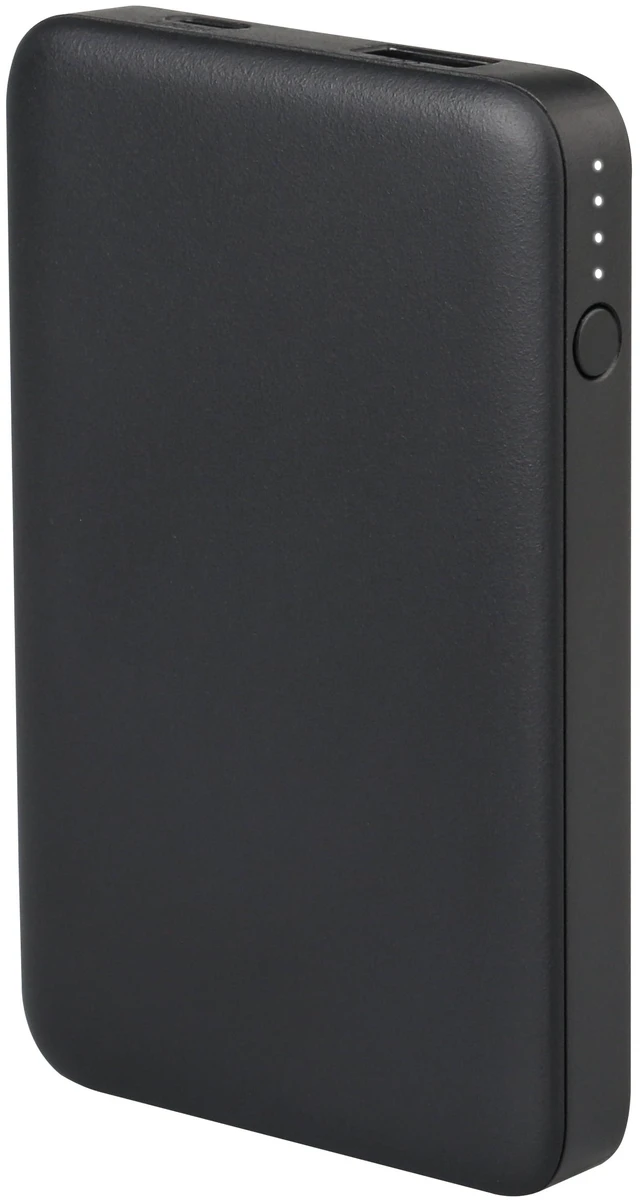 Main image of Onn 5000mAh Power Bank with USB-C & USB-A Ports, Compact Size, LED Indicator, Black, Compatible with iPhone, Samsung, Pixel & More