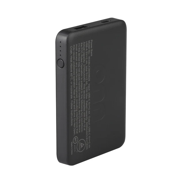 Alt view image 3 of 5 - Onn 5000mAh Power Bank with USB-C & USB-A Ports, Compact Size, LED Indicator, Black, Compatible with iPhone, Samsung, Pixel & More