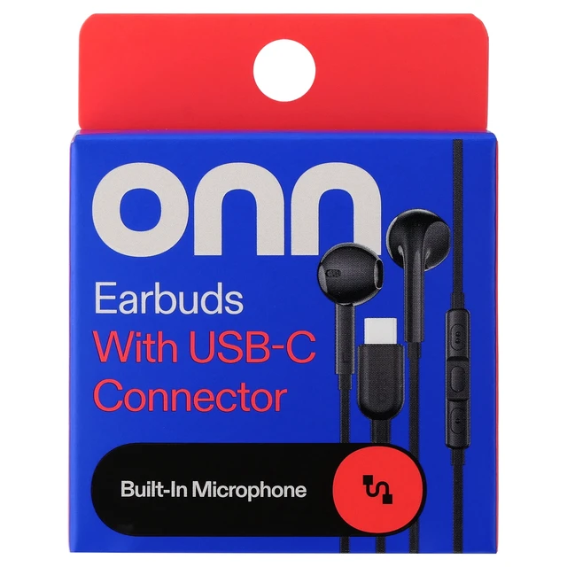 Alt view image 3 of 6 - onn Earbuds with USB-C Connector, Black
