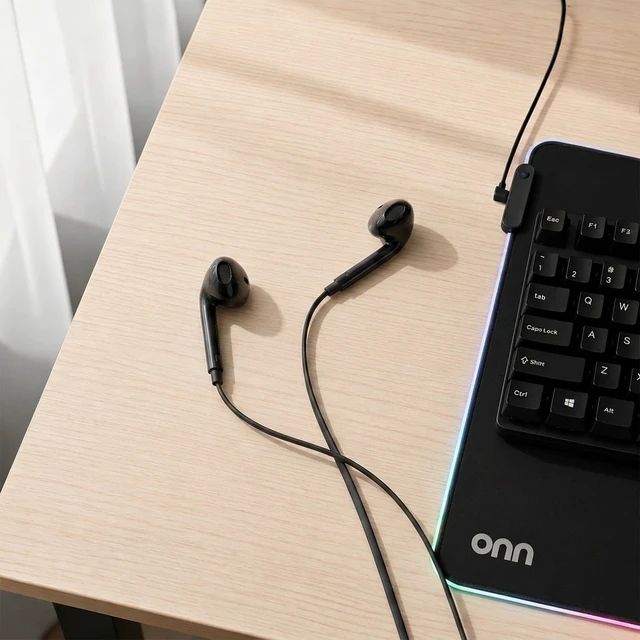 Alt view image 6 of 6 - onn Earbuds with USB-C Connector, Black