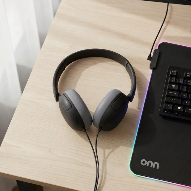 Alt view image 2 of 6 - Onn On-Ear Headphones with 3.5mm Connector, Black