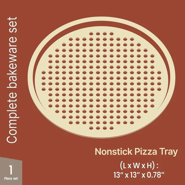 Alt view image 5 of 6 - Bakken Round Perforated Carbon Steel Pizza Baking Pan with Non-Stick Marble Coating, Oversized Silicone Handle, Gray, 2 Pack