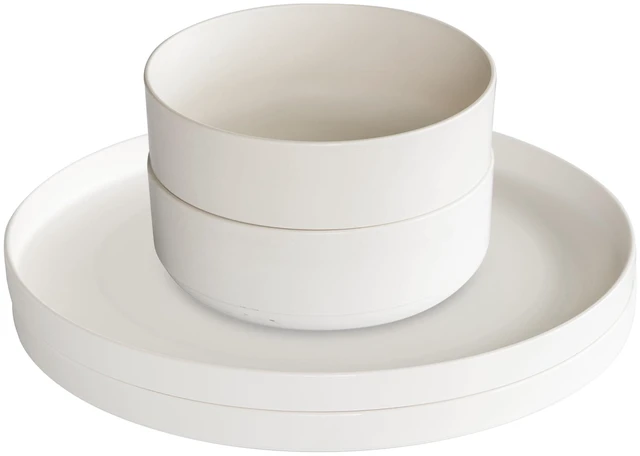 Main image of Nordic Ware 4-Pack 10" Plastic White Plates and Bowls Microwave Safe