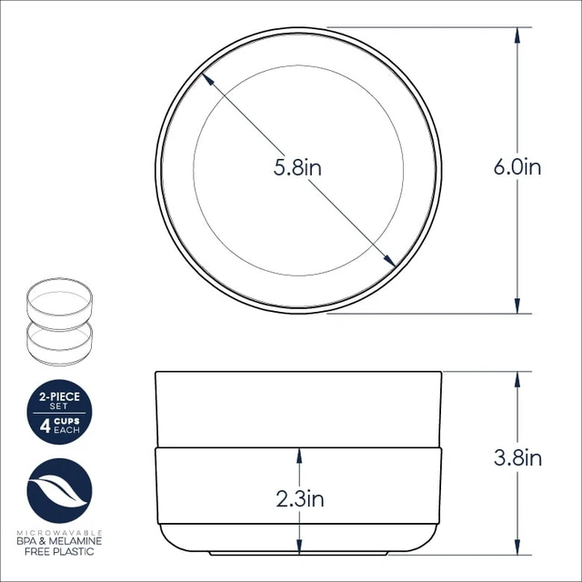 Alt view image 6 of 6 - Nordic Ware 4-Pack 10" Plastic White Plates and Bowls Microwave Safe