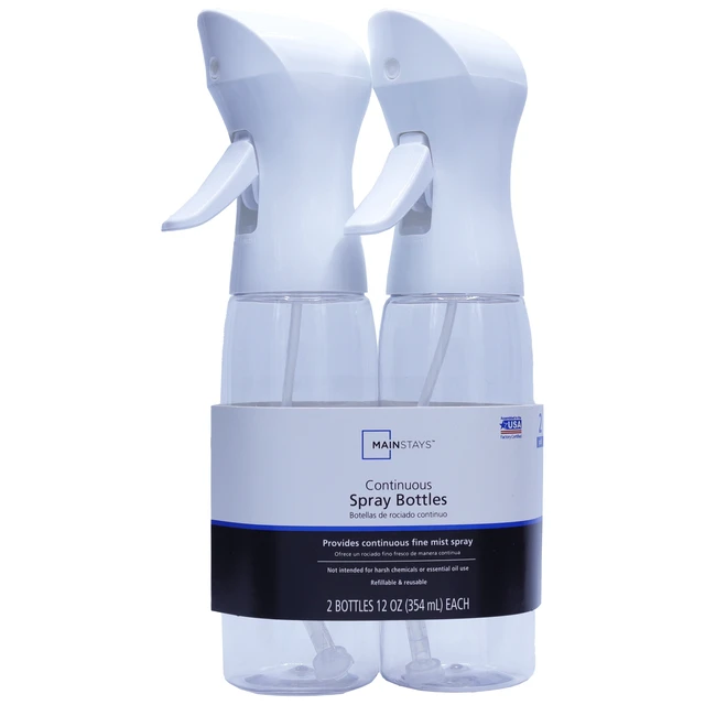 Alt view image 3 of 6 - Mainstays Plastic Mister Spray Bottle, White/Clear, 2-Pack