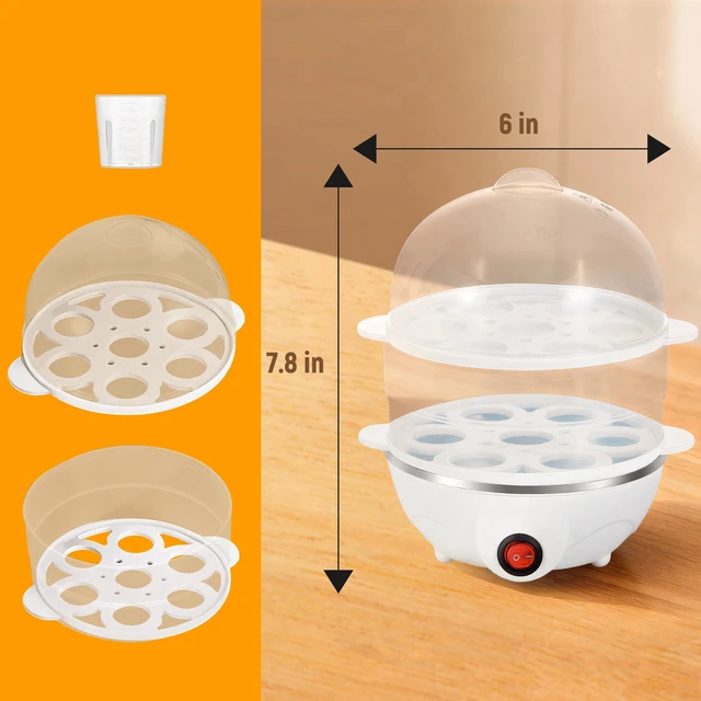 Alt view image 4 of 7 - GARITIN Electric Egg Cooker, 14 Egg Double-Tier, Auto Shut Off, Hard Boiled, Poacher, Omelet Maker & Vegetable Steamer, White