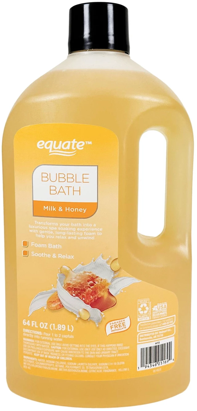 Main image of Equate Bubble Bath, Milk and Honey, 64fl oz