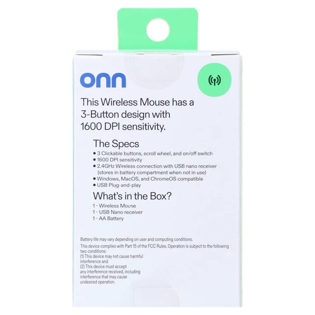 Alt view image 5 of 6 - Onn Wireless 3-Button Mouse with 2.4GHz USB Nano Receiver, Gray Stone Finish