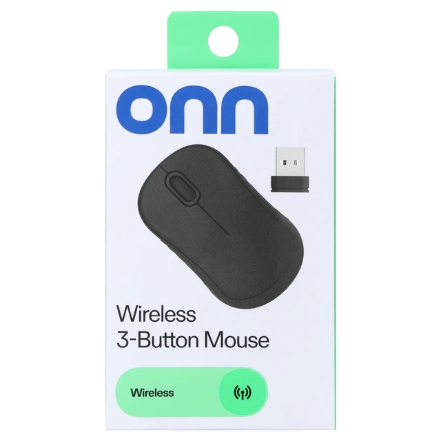Alt view image 6 of 6 - Onn Wireless 3-Button Mouse with 2.4GHz USB Nano Receiver, Gray Stone Finish