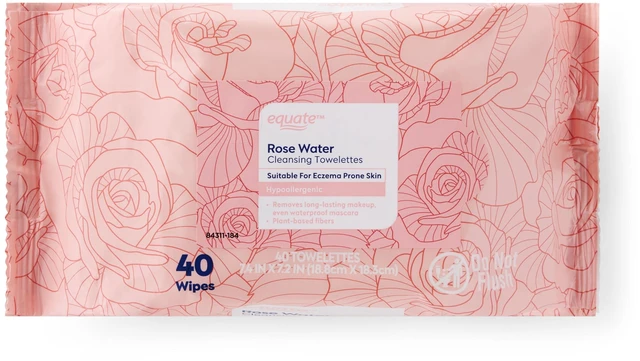 Main image of Equate Rose Water Cleansing Towelettes, 40 Count