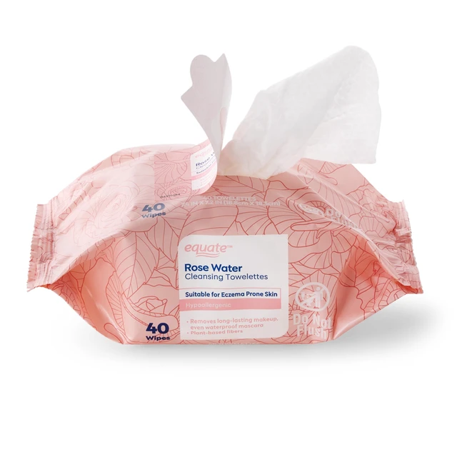 Alt view image 5 of 5 - Equate Rose Water Cleansing Towelettes, 40 Count
