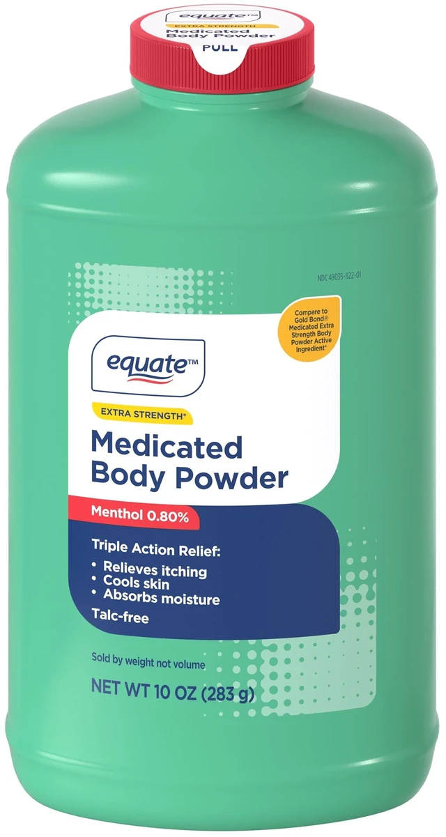 Main image of Equate Extra Strength Medicated Body Powder, Eucalyptus Scent, 10oz