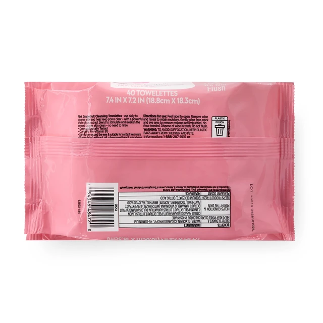 Alt view image 3 of 6 - Equate Pink Grapefruit Cleansing Towelettes, 40 Count