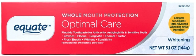 Main image of Equate Whole Mouth Protection Optimal Care Toothpaste, Mint, 5.1oz