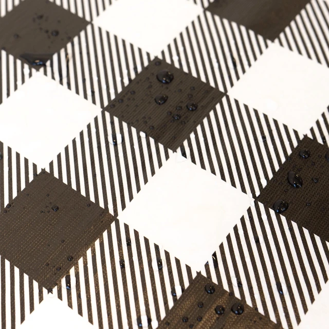 Alt view image 6 of 6 - Waverly Inspirations 6 ft Table Elastic-Fitted Vinyl Tablecover with Flannel Backing, 72 x 30 in, Gingham Black, 1 Pack