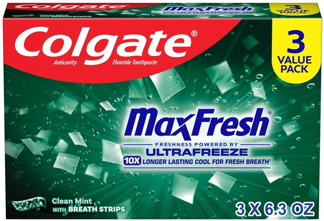 Main image of Colgate Max Fresh Clean Mint Toothpaste, 6.3 Oz, 3 Pack