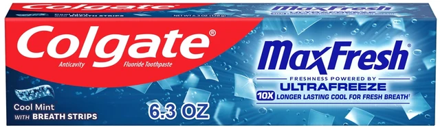 Main image of Colgate Max Fresh Whitening Toothpaste with Mini Breath Strips, Cool Mint, 6.3oz Tube