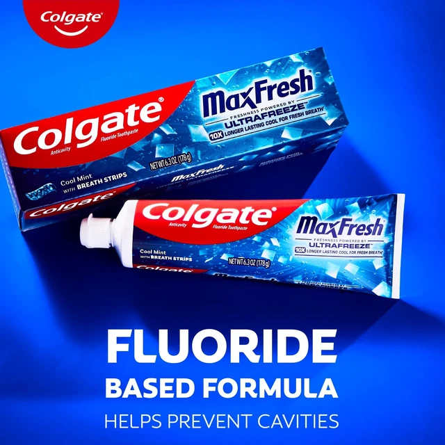 Alt view image 5 of 6 - Colgate Max Fresh Whitening Toothpaste with Mini Breath Strips, Cool Mint, 6.3oz Tube