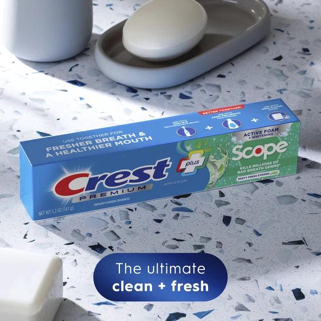 Alt view image 2 of 6 - Crest Premium Plus Scope Toothpaste, Minty Fresh Flavor, 5.2oz