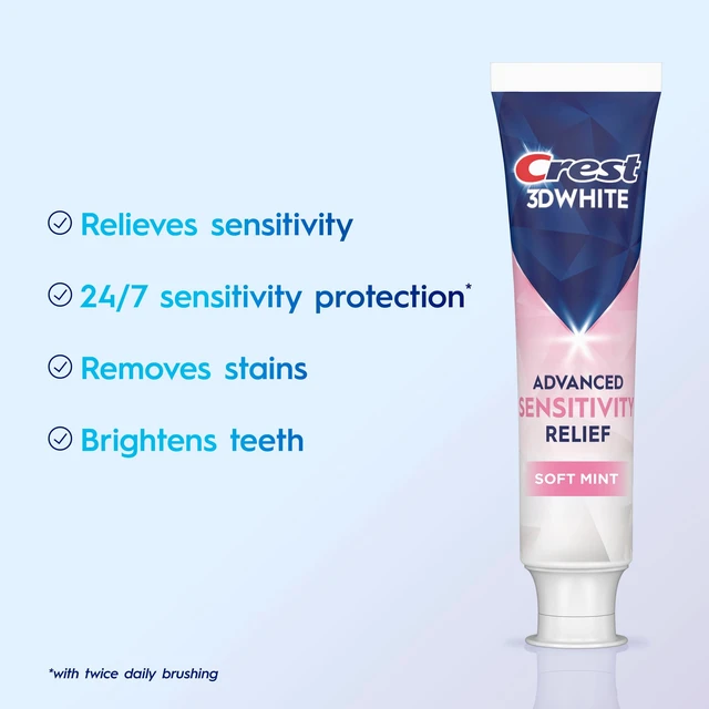 Alt view image 6 of 6 - Crest 3DWhite Advanced Sensitivity Relief Toothpaste 3.3oz