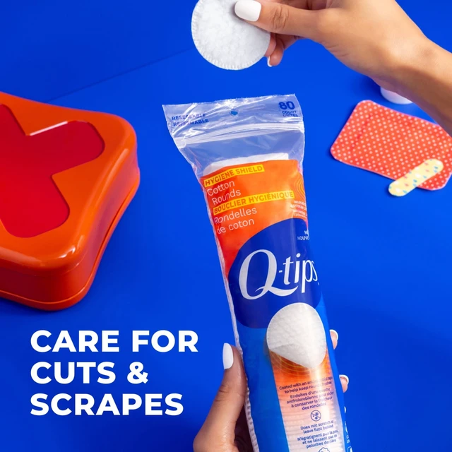 Alt view image 3 of 5 - Q-tips Hygiene Shield 100% Cotton Rounds, Lint-Free Makeup Remover & Skin Care Pads, 80 Count