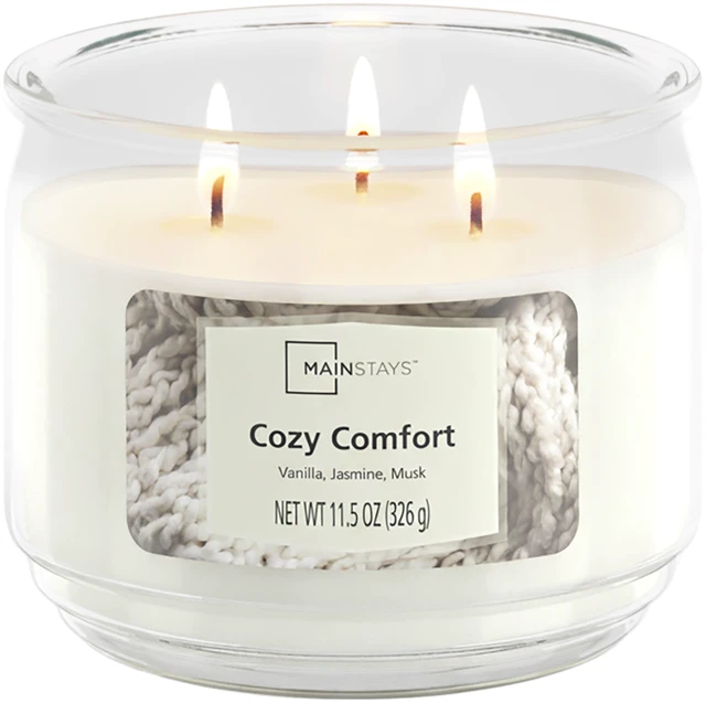 Main image of Mainstays Cozy Comfort 3-Wick Scented Glass Jar Candle, 11.5oz