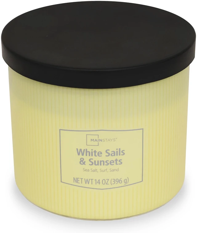 Alt view image 6 of 6 - Mainstays 3-Wick Textured Wrapped Candle 14oz, White Sails and Sunsets