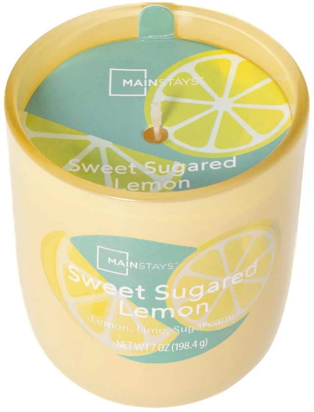Main image of Mainstays 1-Wick Glossy Glass Candle Sweet Sugared Lemon 7oz