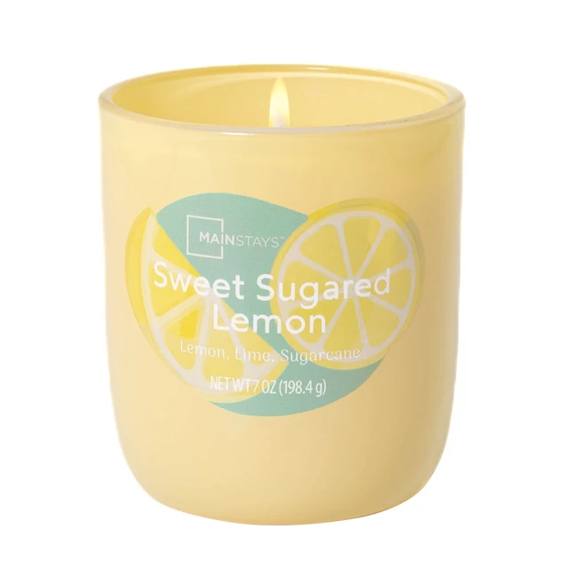 Alt view image 2 of 6 - Mainstays 1-Wick Glossy Glass Candle Sweet Sugared Lemon 7oz