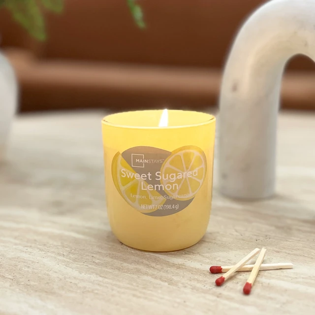 Alt view image 3 of 6 - Mainstays 1-Wick Glossy Glass Candle Sweet Sugared Lemon 7oz