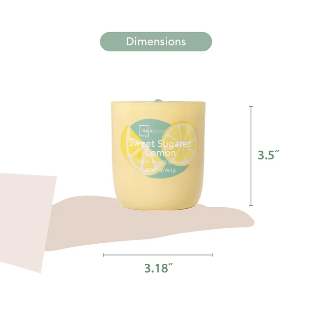 Alt view image 6 of 6 - Mainstays 1-Wick Glossy Glass Candle Sweet Sugared Lemon 7oz