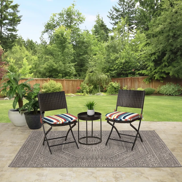 Alt view image 4 of 6 - Mainstays 15.5 in D x 17 in W Modern Multi Stripe Rectangle Outdoor Seat Pad, 1 Pack