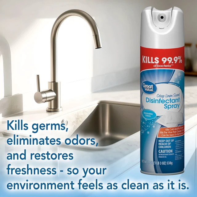 Alt view image 3 of 6 - Great Value Disinfectant Spray, Crisp Linen Scent, 19 oz
