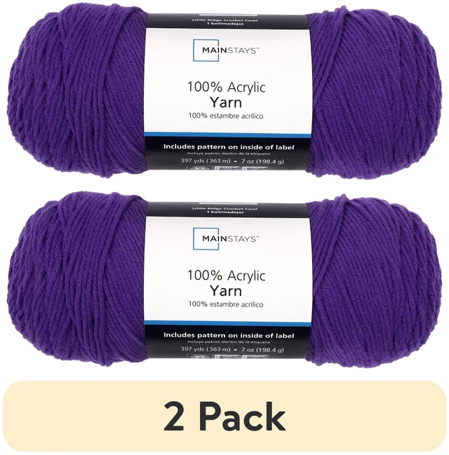 Main image of 2 pack Mainstays Acrylic Yarn, Medium 4, Purple, 7 oz, 397 Yards