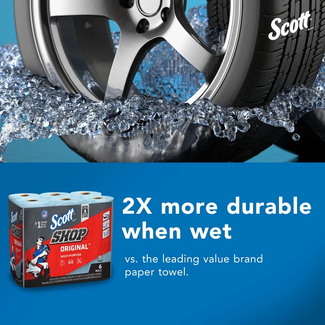 Alt view image 2 of 6 - Scott Shop Towels, 6 Rolls, 55 Sheets per Roll