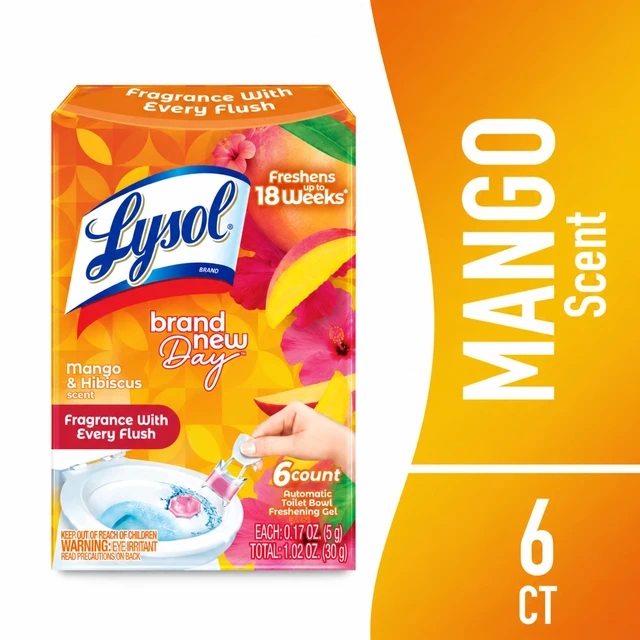 Main image of Lysol Brand New Day Automatic Toilet Bowl Click Gel Cleaner, Mango & Hibiscus, 6 Count