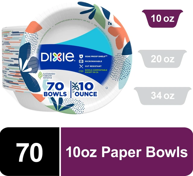 Main image of Dixie Disposable Paper Bowls 10oz, Multi-Color, 70 Count