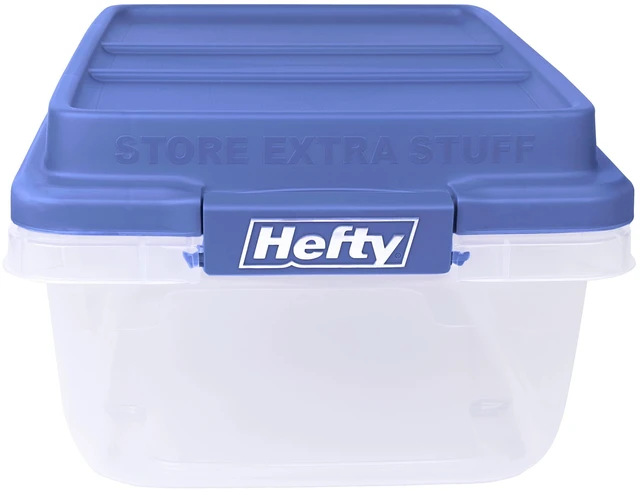 Alt view image 5 of 6 - Hefty HI-RISE 18 Quart Latching Storage Bin, Blue, Clear Plastic with Latch Lid
