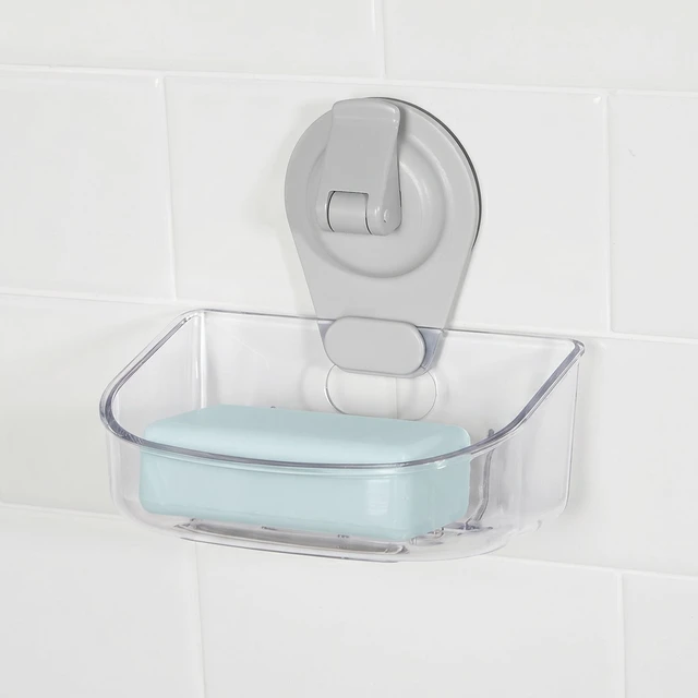 Main image of Mainstays Wall-Mounted Suction Soap Dish, Easy to Install, No Tools Needed, Clear