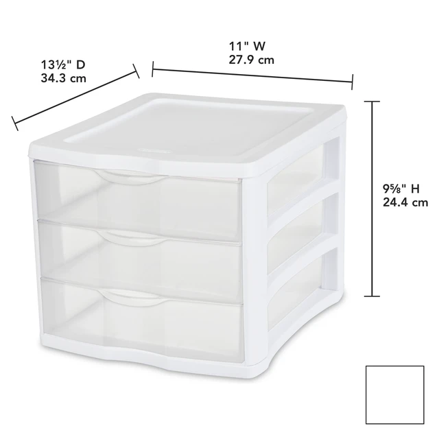 Alt view image 4 of 6 - Sterilite 3 Drawer Unit, Countertop Organizer, Clear Storage for Desk, Countertop and Shelf, White