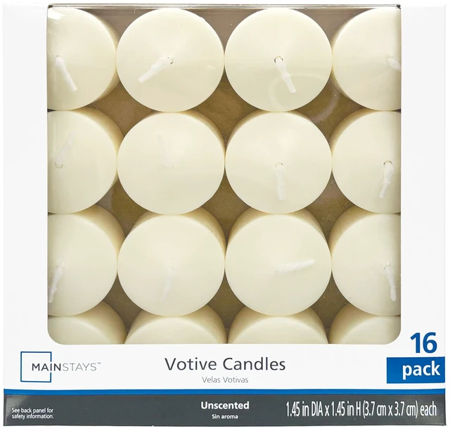 Main image of Mainstays Unscented Votive Candles, Ivory, 16-Pack