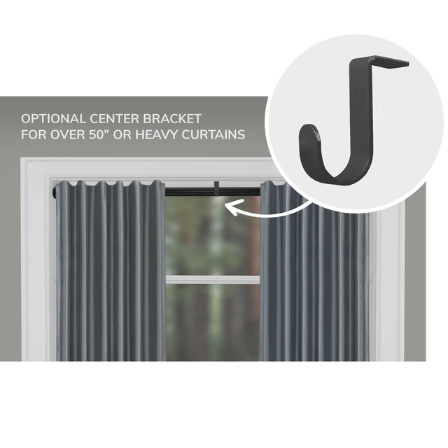 Alt view image 3 of 5 - Mainstays 1" Black Adjustable Tension Window Curtain Rod, 48-84"