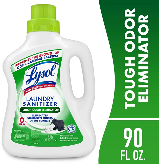 Main image of Lysol Tough Odor Eliminator Laundry Sanitizer Additive, 90fl oz, Sanitizing Liquid for Gym Clothes and Activewear